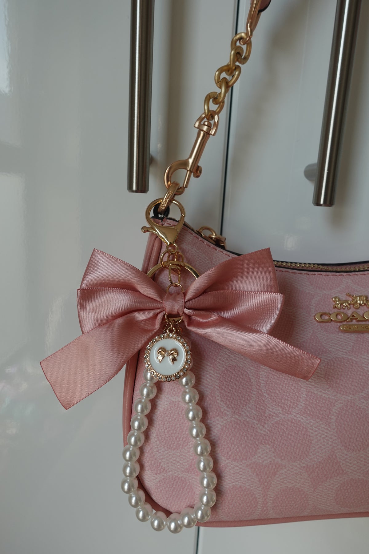 Pink Bow Bow Charm with Pendant